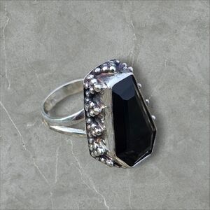 NWT BLACK ONYX 925 SILVER COFFIN RING